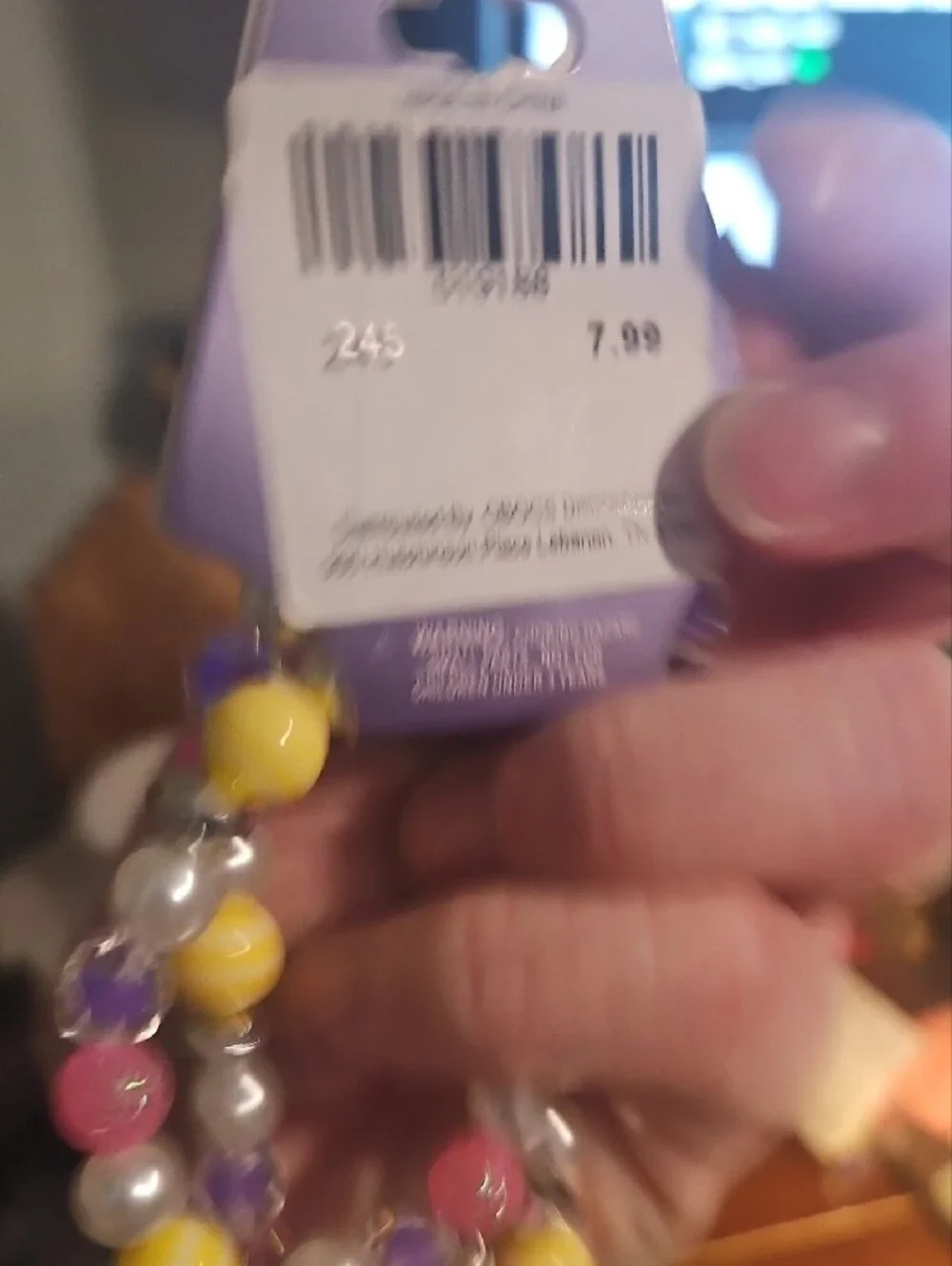 Claire's Pastel Bead Necklace with Bunny Charms - Yellow, Pink & Purple